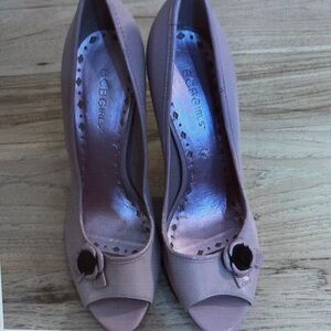 Blush Peep Toe Heels with Bow